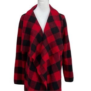 Lauren Ralph Lauren Red and Black Plaid Cardigan Sweater